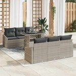 vidaXL Ensemble de canapé de jardin 7 Pièces Gris clair Poly rotin