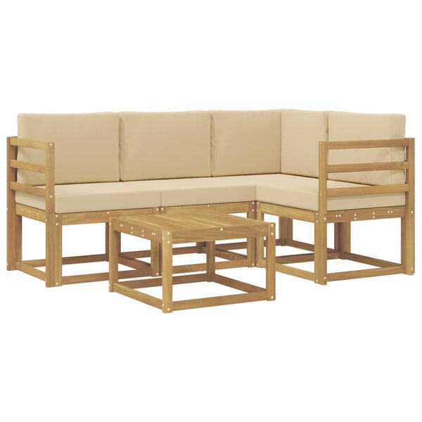 vidaXL Ensemble de canapés d'extérieur 5 pc Blanc et Beige
