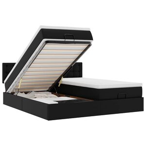 VidaXL Cadre de lit ottoman avec matelas noir 160x200 cm similicuir