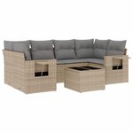 vidaXL Salon de jardin avec coussins 7 Pièces beige résine tressée