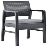 vidaXL Salon de jardin 3 Pièces avec coussins Plastique Gris
