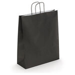 Sac kraft lisse noir à poignées torsadées raja 24 x 31 x 12 cm (lot de 50)