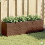vidaXL Jardinière avec 3 pots marron 105x30x32 cm résine tressée
