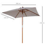 Parasol rectangulaire inclinable bois polyester haute densité 2L x 1 5l x 2 3H m gris clair