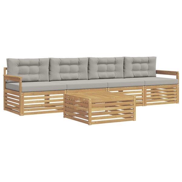 vidaXL Ensemble de canapés d'extérieur 5 pc Blanc et gris clair