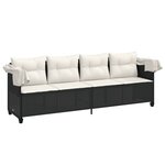 vidaXL Chaise longue avec auvent et coussins noir résine tressée