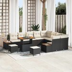 vidaXL Ensemble de canapé de jardin 12 Pièces Noir Poly rotin