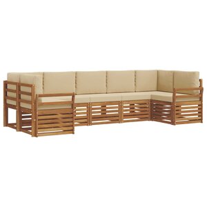 vidaXL Ensemble de canapé d'angle avec coussin 7 Pièces Naturel et Beige