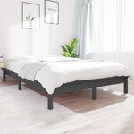 vidaXL Cadre de lit Gris 120x200 cm Bois de pin massif