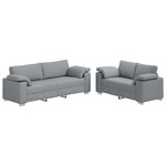 Canapé 2 pièces vidaXL avec coussins en tissu gris clair