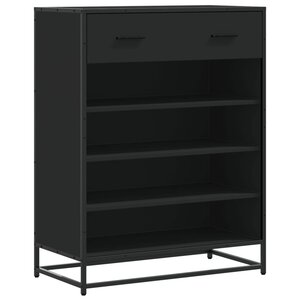 vidaXL Meuble à chaussures noir 75x38x97 5 cm bois d'ingénierie métal