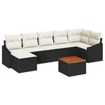 vidaXL Ensemble de Canapé de Jardin 8 Pièces Noir  blanc 55 x 55 x 37 cm