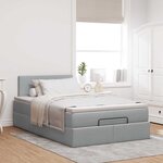 vidaXL Lit ottoman avec matelas gris clair 120x190 cm tissu