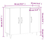 vidaXL Buffet gris béton 90x34x80 cm bois d'ingénierie