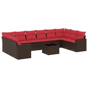 vidaXL Salon de jardin et coussins 11 Pièces marron résine tressée