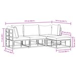 vidaXL Ensemble de canapé de jardin 4 Pièces Noir 213 x 141.5 x 71 cm