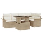 vidaXL Ensemble de canapés de jardin 6 pièces avec coussins beige en résine tressée