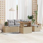 vidaXL Canapé de jardin 6 pièces avec coussins Beige Rotin synthétique