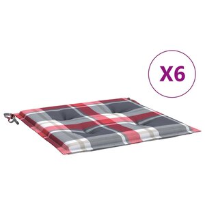 vidaXL Coussins de chaise de jardin lot de 6 carreaux rouges 50x50x3cm