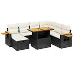 vidaXL Salon de jardin 8 Pièces avec coussins noir résine tressée