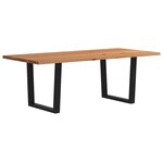 vidaXL Table à manger avec bord naturel 220x100x74cm bois massif chêne