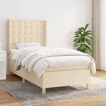 vidaXL Sommier à lattes de lit avec matelas Crème 90x200 cm Tissu