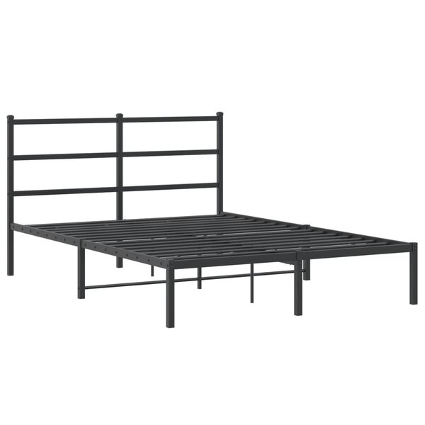 vidaXL Cadre de lit métal avec tête de lit noir 140x200 cm