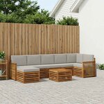 vidaXL Ensemble de canapés d'extérieur 7 Pièces Naturel et gris clair
