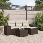 vidaXL Salon de jardin avec coussins 5 Pièces marron résine tressée