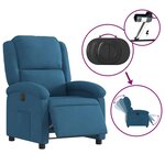 vidaXL Fauteuil inclinable électrique bleu velours