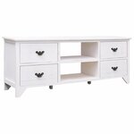 vidaXL Meuble TV Blanc antique 108x30x40 cm Bois de Paulownia solide