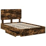 vidaXL Lit de Rangement Chêne fumé 120 x 190 cm Bois d'ingénierie