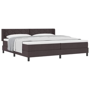 vidaXL Lit à ressorts avec matelas Marron foncé 200 x 200 cm Polyester