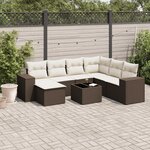 vidaXL Salon de jardin 8 Pièces avec coussins marron résine tressée