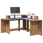 vidaXL Bureau avec lumières LED chêne artisanal bois d'ingénierie