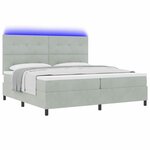 vidaXL Lit à ressort LED avec matelas Gris clair 200 x 200 cm tissu