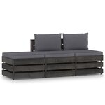 vidaXL Salon de jardin 3 Pièces avec coussins Bois imprégné de gris