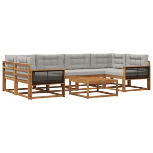 vidaXL Ensemble de canapés d'extérieur 7 Pièces Naturel et Gris clair