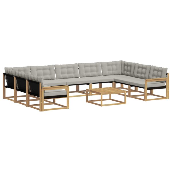 vidaXL Ensemble de canapés d'extérieur 10 pc Blanc et gris clair
