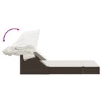 vidaXL Chaise longue double avec auvent et coussins marron poly rotin