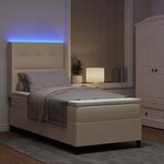 vidaXL Lit à ressort LED avec matelas Crème 80 x 200 cm tissu