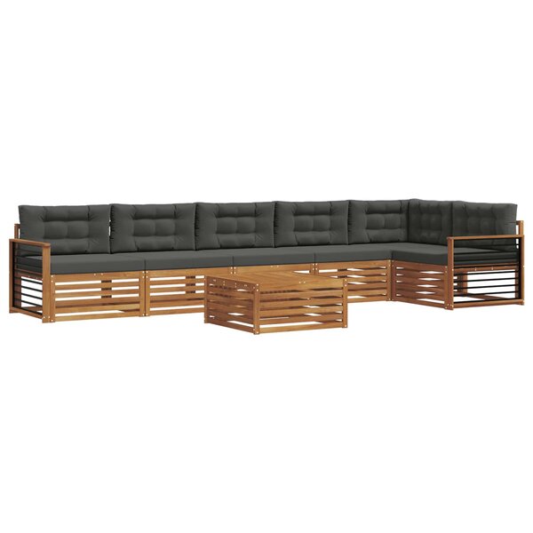 vidaXL Ensemble de canapés d'extérieur 7 pc Naturel et Anthracite