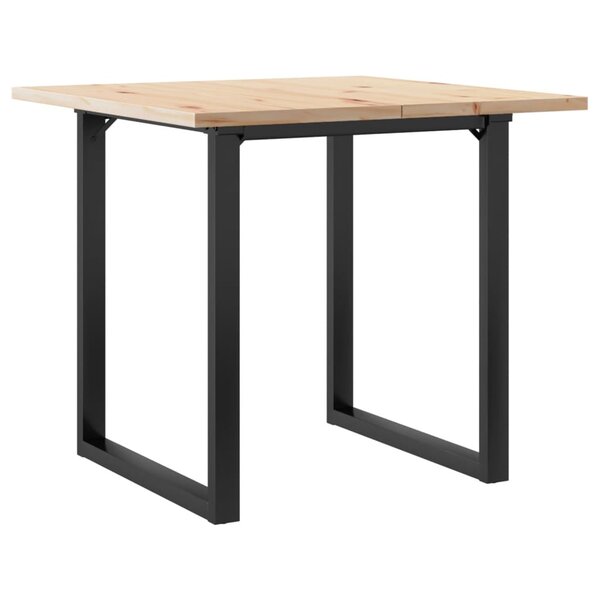 vidaXL Table à manger cadre en O 80x80x75 5cm bois de pin massif fonte