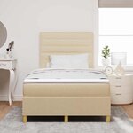 vidaXL Lit à ressorts avec matelas Crème 120 x 200 cm tissu