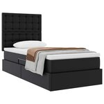 vidaXL Lit de Rangement avec matelas Noir 90 x 200 cm Cuir synthétique