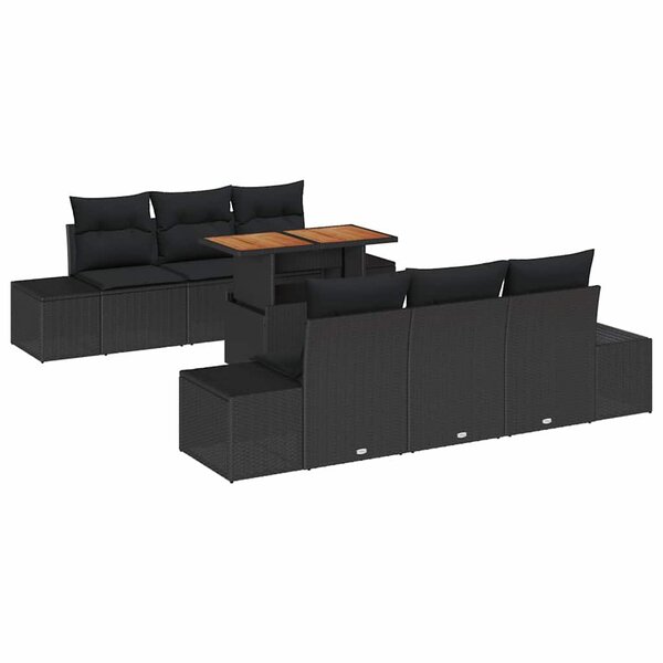 vidaXL Ensemble de salle à manger pour jardin 7 Pièces Noir et Marron