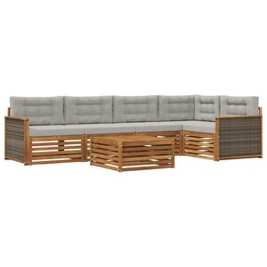 vidaXL Ensemble de canapés d'extérieur 6 pc Naturel et gris clair