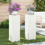 vidaXL Supports de Plantes Pillar 2 Pièces Blanc 24x24x75 cm Acier