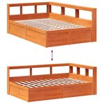 vidaXL Lit bibliothèque sans matelas cire marron 120x190cm pin massif