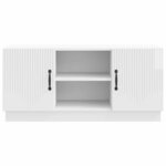 vidaXL Meuble TV 102 x 34 5 x 47 cm Blanc brillant Bois d'ingénierie